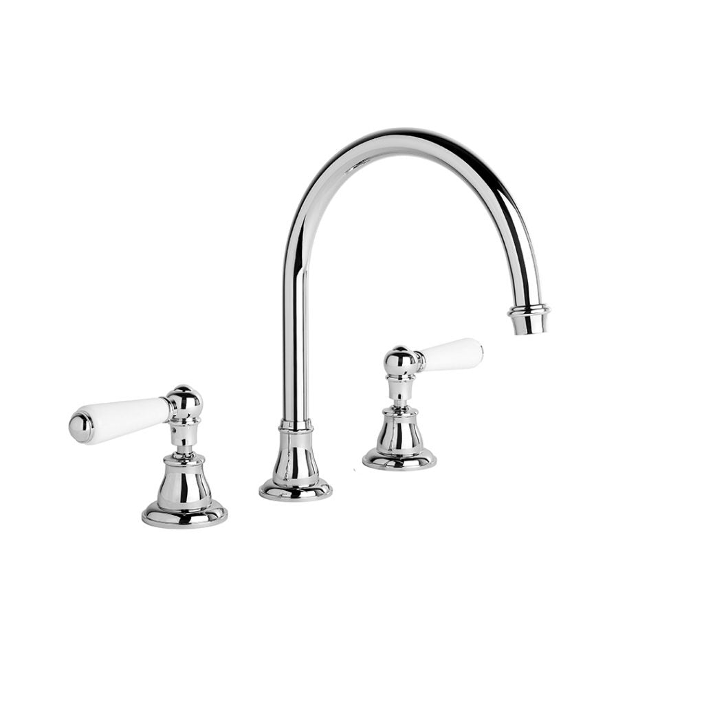 Neu England Spa Set with Swivel Spout (White Lever)