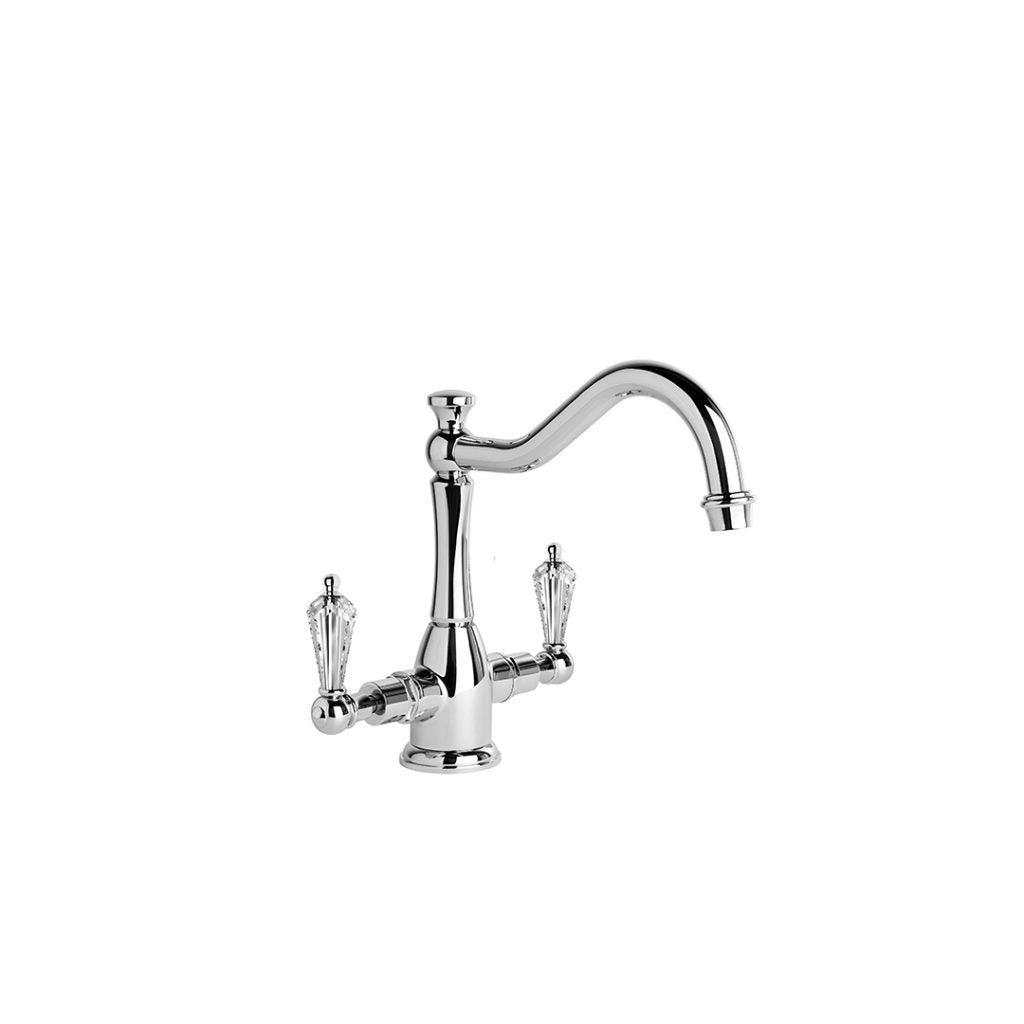 Neu England Kitchen Mixer with Traditional Swivel Spout with Kristall Levers
