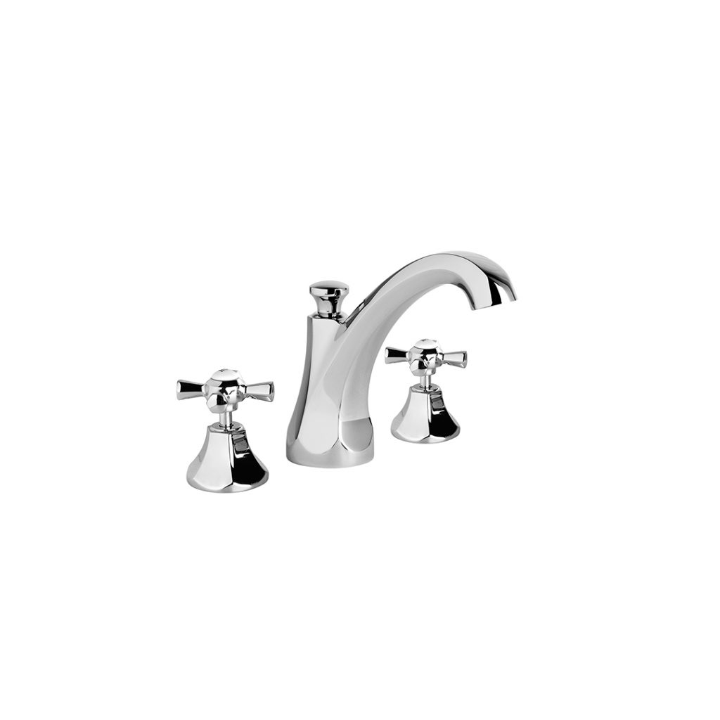 Brodware Classique Hob Basin Set with High Spout (Chrome) with Cross Handles