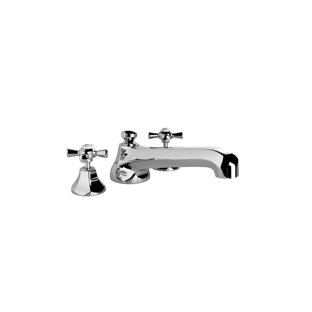 Brodware Classique Hob Bath Set with Low Spout (Chrome) with Cross Handles