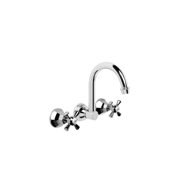 Brodware Classique Wall Bath Set with Swivel Spout (Chrome) with Cross Handles