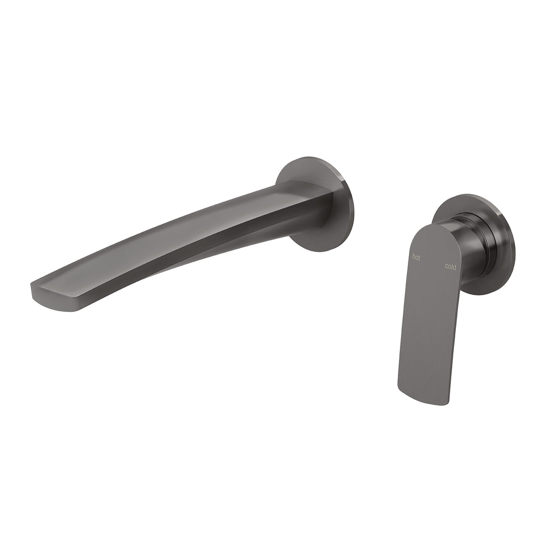 Mekko Wall Basin/Bath Set with 200mm Outlet Round Plates (Brushed Carbon)