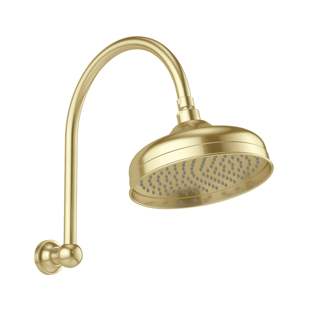 Cromford High Rise Shower Arm & 210mm Rose (Brushed Gold)