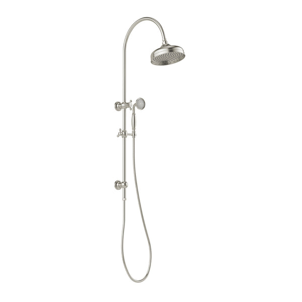 Cromford Twin Shower with 210mm Overhead Rose (Brushed Nickel)