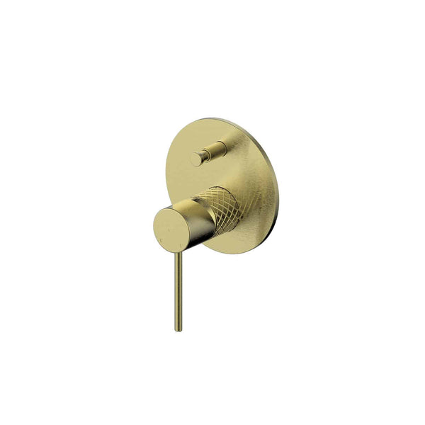 Textura Wall Mixer with Diverter in Brushed Brass
