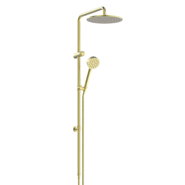 Textura Twin Rail Shower in Brushed Brass