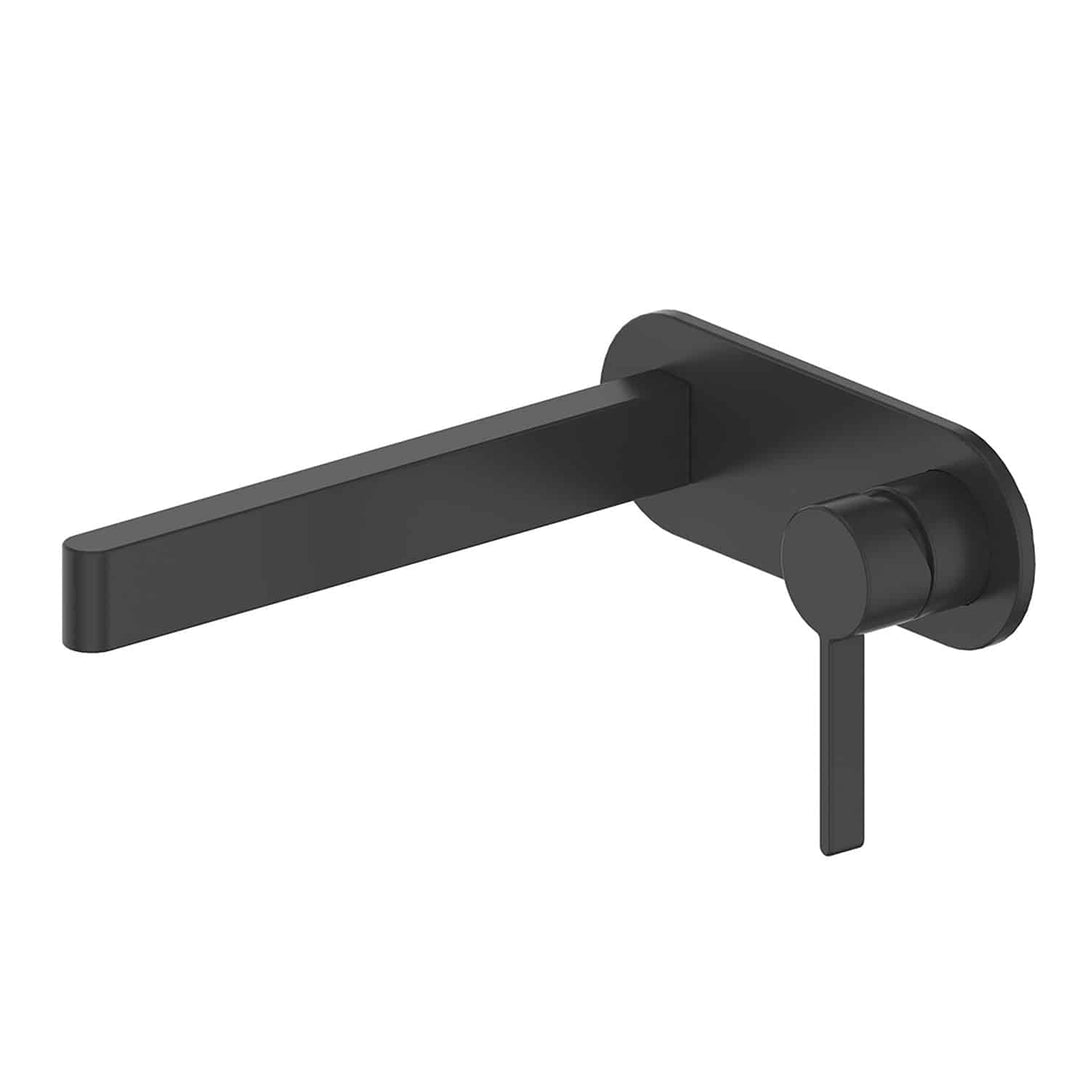 Glint Wall Basin Mixer Set with Backplate in Matte Black