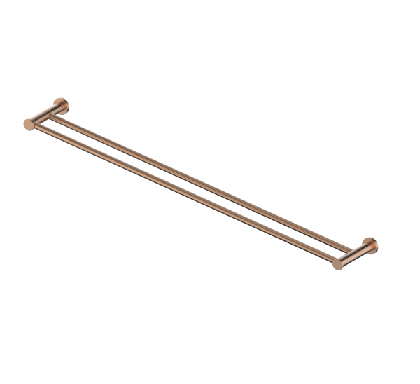 Tesora Double Towel Rail in Brushed Copper