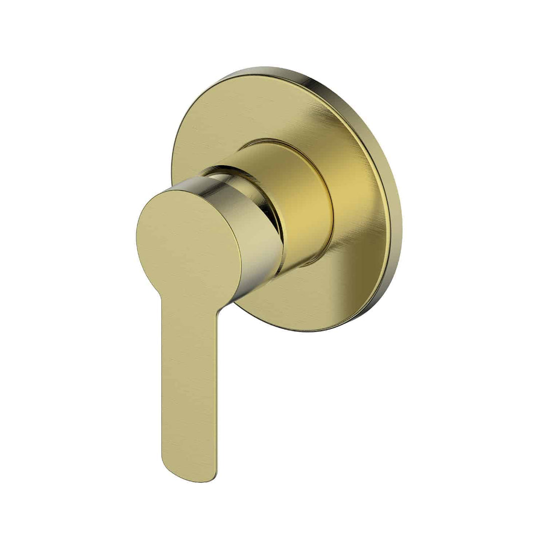 Astro II Shower/Wall Mixer Large Round Plate in Brushed Brass