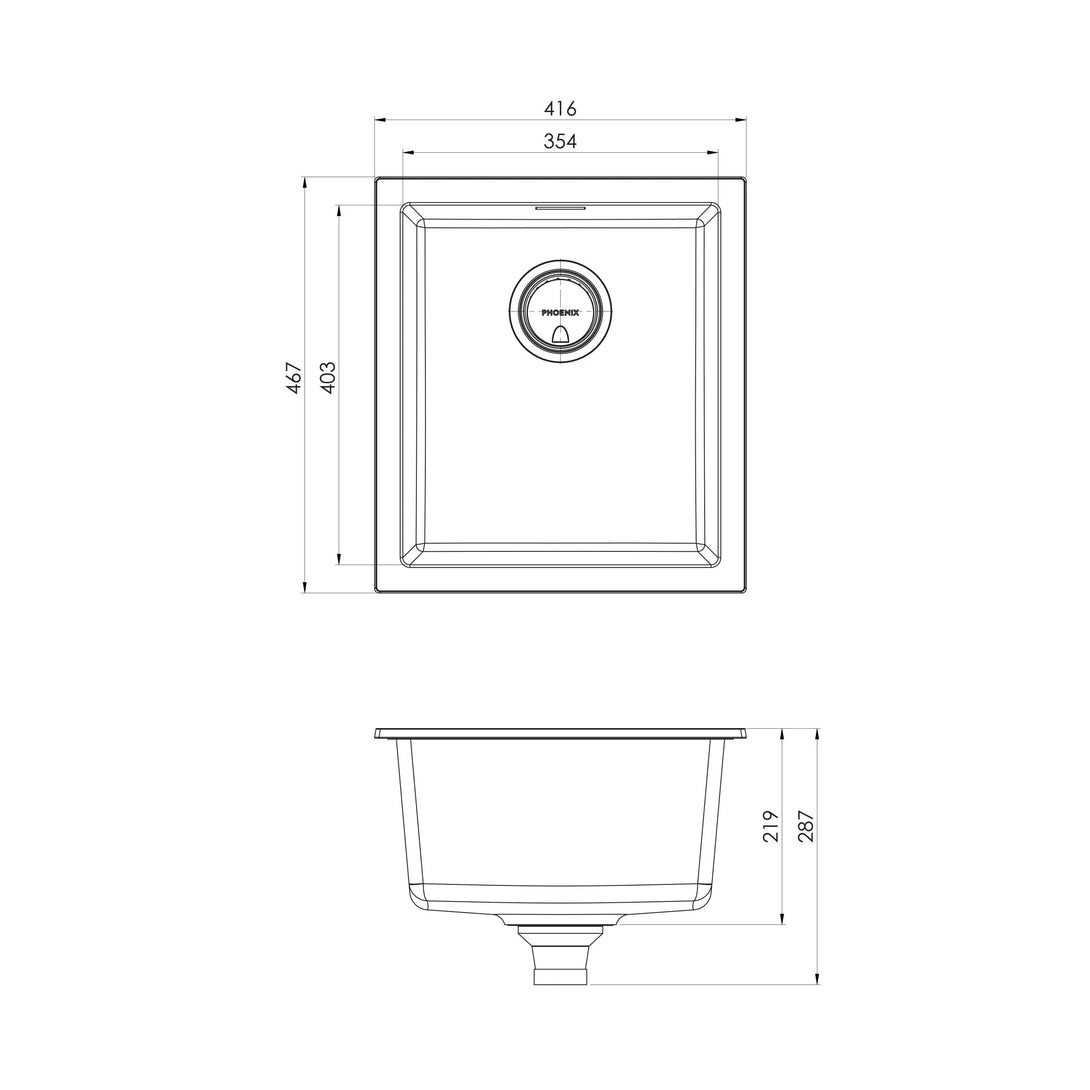 Phoenix Tapware | 5000 Series Single Bowl Sink (Black or White ...