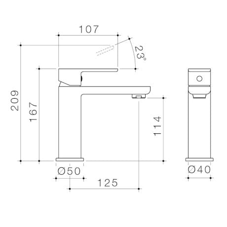 Specification line drawing