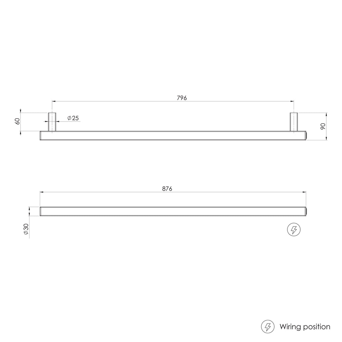 Specification line drawing (rail)