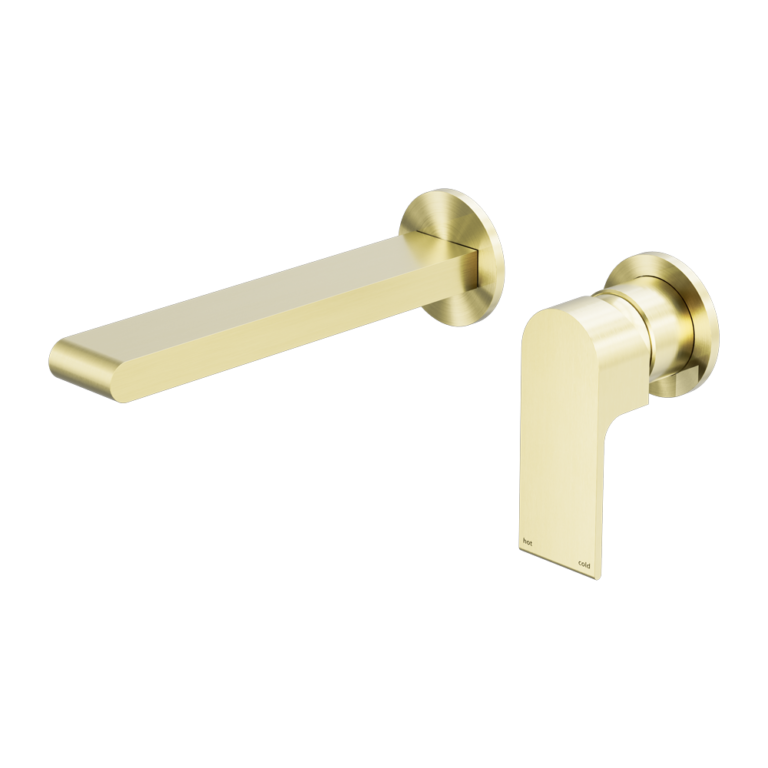 Bianca Wall Basin/Bath Mixer Separate Back Plate 187mm Spout (Brushed Gold)