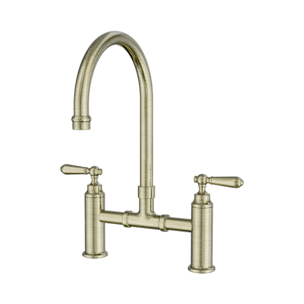 York Exposed Kitchen Mixer Sink Bridge Set (Aged Brass)