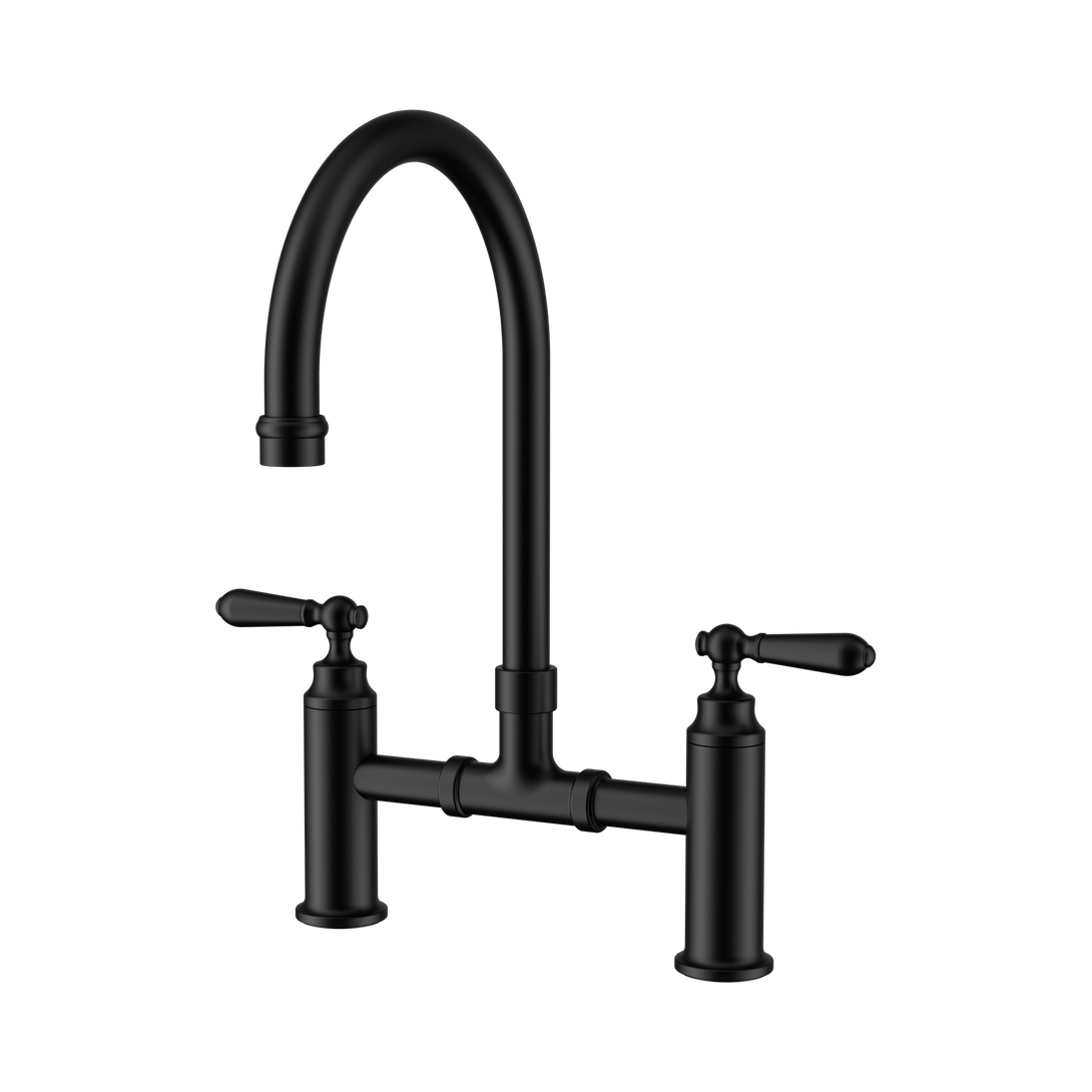 York Exposed Kitchen Mixer Sink Bridge Set (Matte Black)