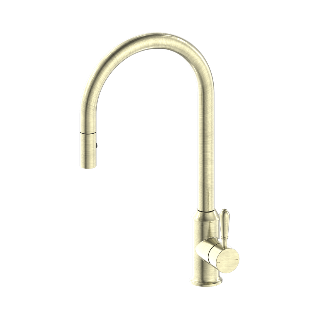 York Kitchen Sink Mixer with Pullout Veggie Spray (Aged Brass)