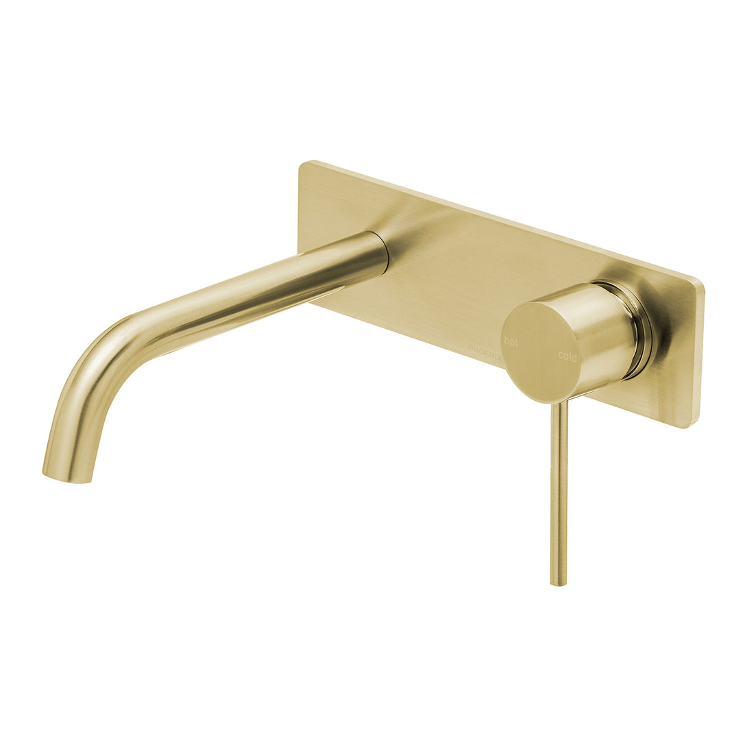 Vivid Slimline Wall Basin/Bath Set 180mm Curved with SwitchMix (Brushed Gold)