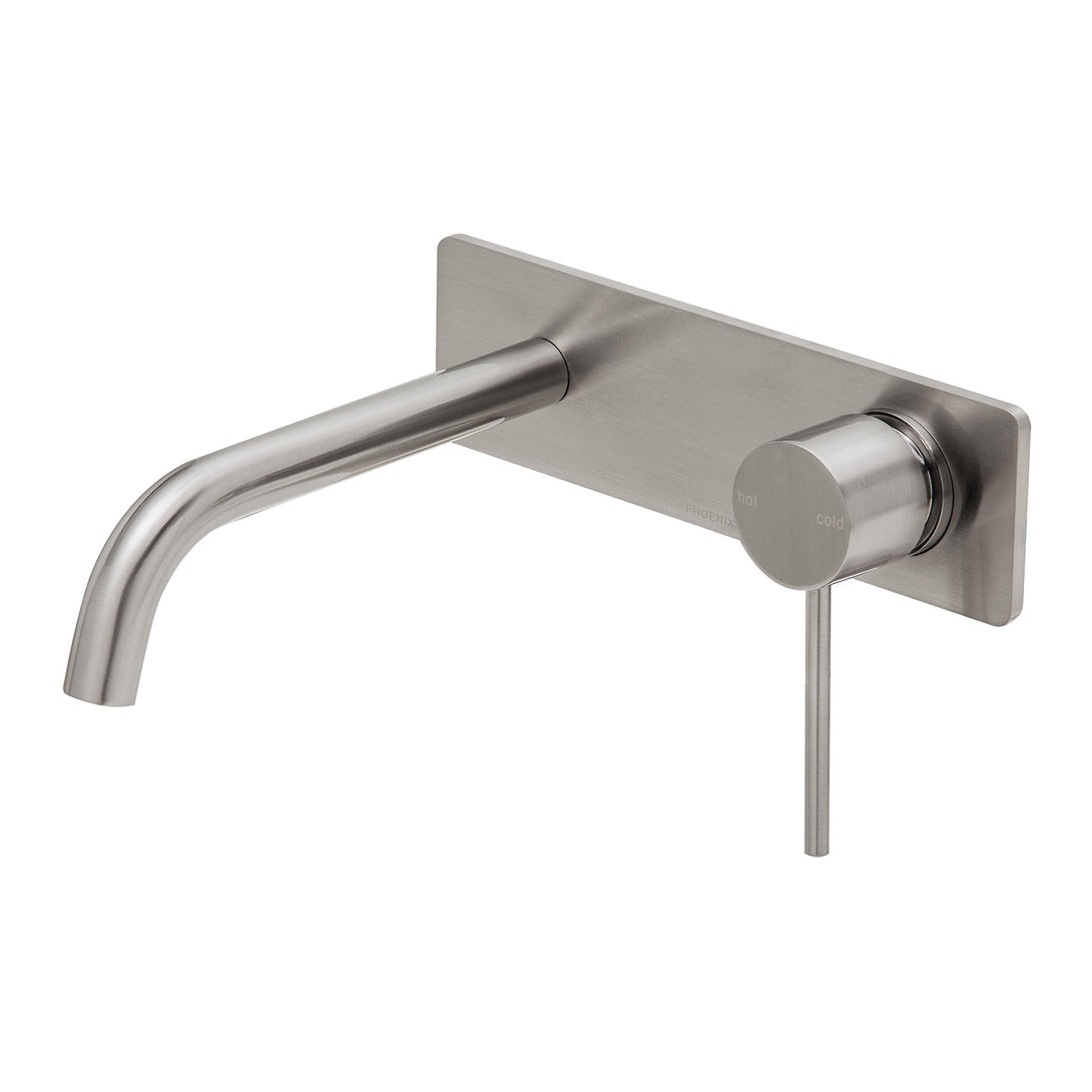 Vivid Slimline Wall Basin/Bath Set 180mm Curved with SwitchMix (Brushed Nickel)
