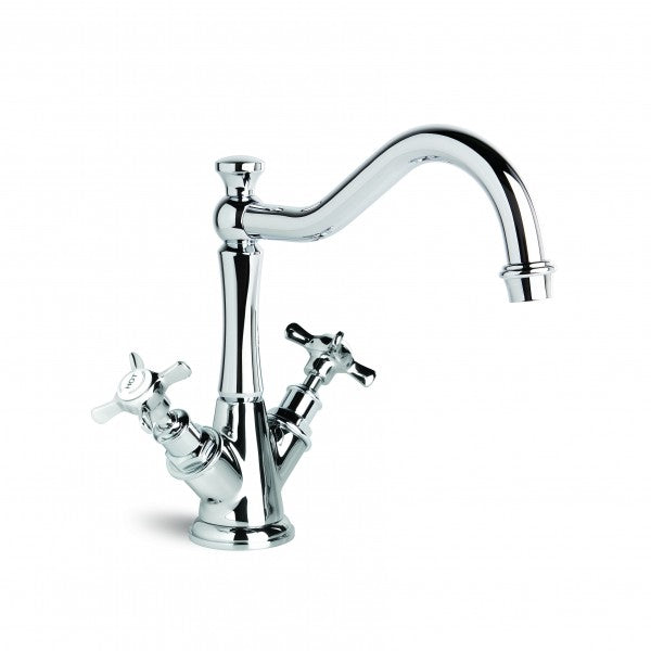 Neu England Kitchen Mixer with Traditional Swivel Spout (Cross Handles) (Chrome)