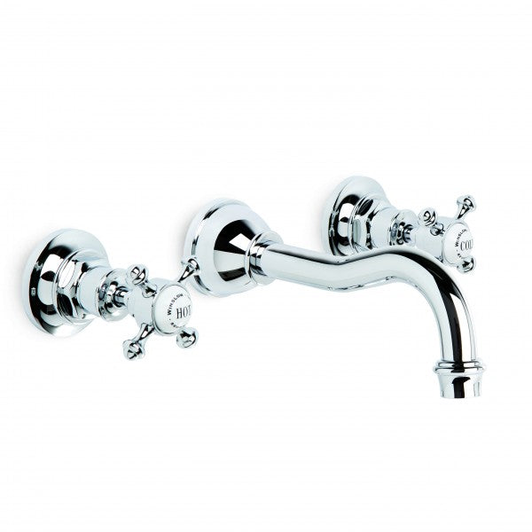 Winslow Wall Set with 165mm Spout (Cross Handles) (Chrome)