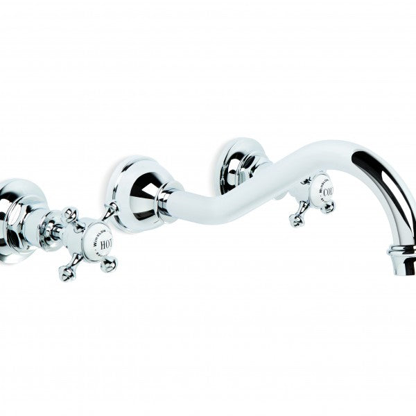 Winslow Wall Set with 225mm Spout (Cross Handles) (Chrome)
