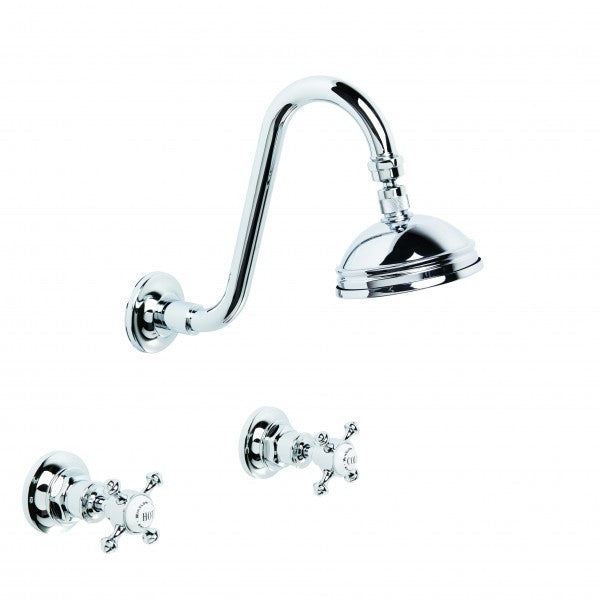 Winslow Wall Shower Set with 100mm Ball Joint Rose (Cross Handles) (Chrome)