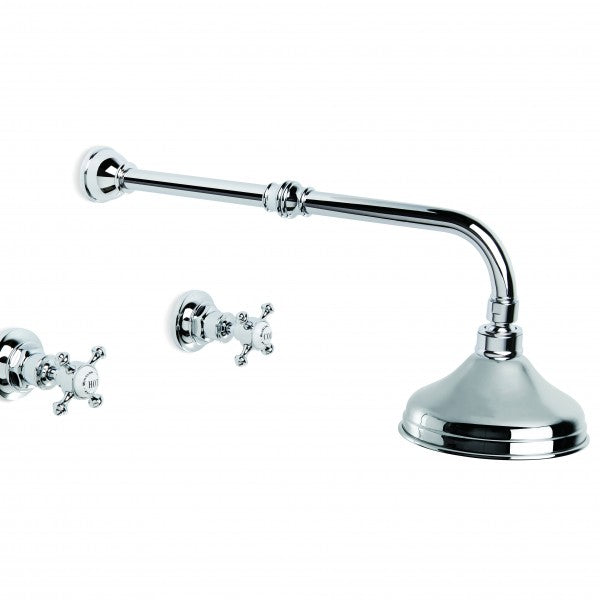 Winslow Wall Shower Set with 150mm Ball Joint Rose (Cross Handles) (Chrome)