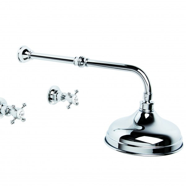 Winslow Wall Shower Set with 200mm Ball Joint Rose (Cross Handles) (Chrome)