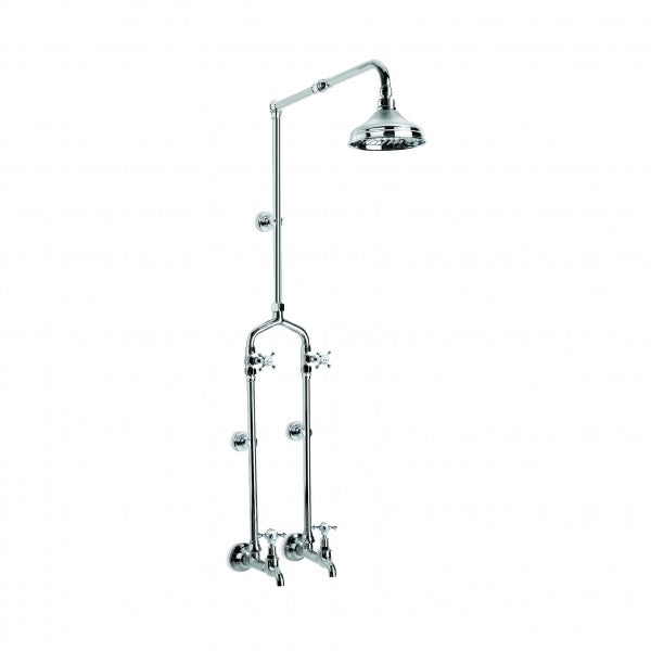 Winslow Bath/Overhead Shower Set Exposed with 150mm Rose (Cross Handles) (Chrome)