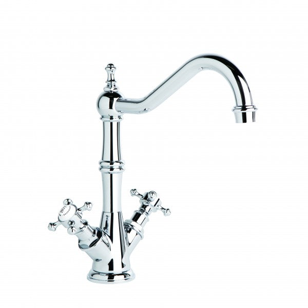 Winslow Kitchen Mixer with Traditional Swivel Spout (Cross Handles) (Chrome)