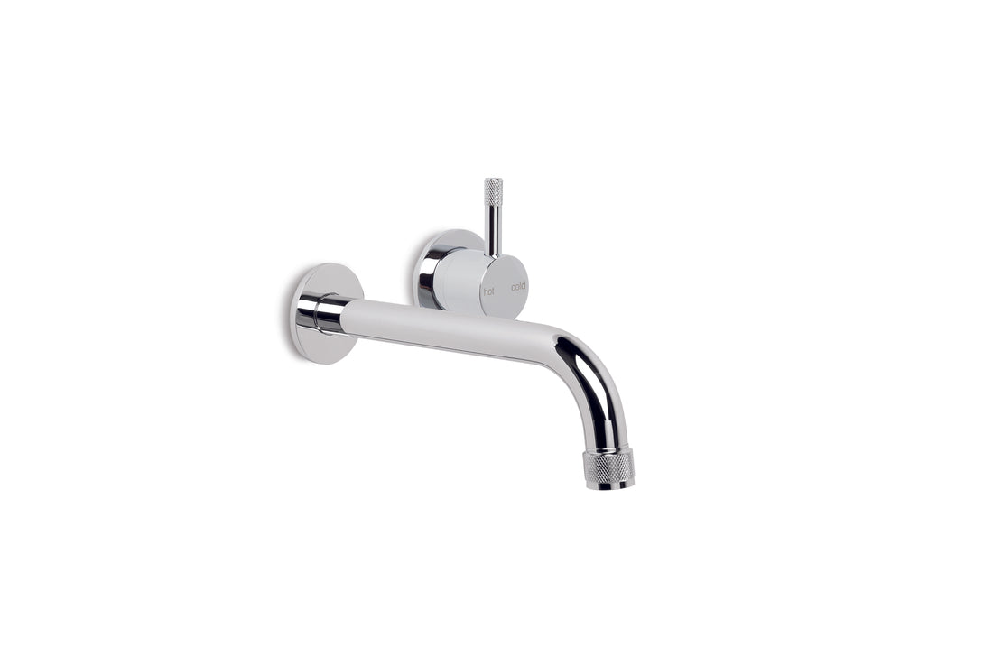 Yokato Wall Bath Set with 160mm Spout, Mixer and Installation kit (Knurled Lever) (Chrome)