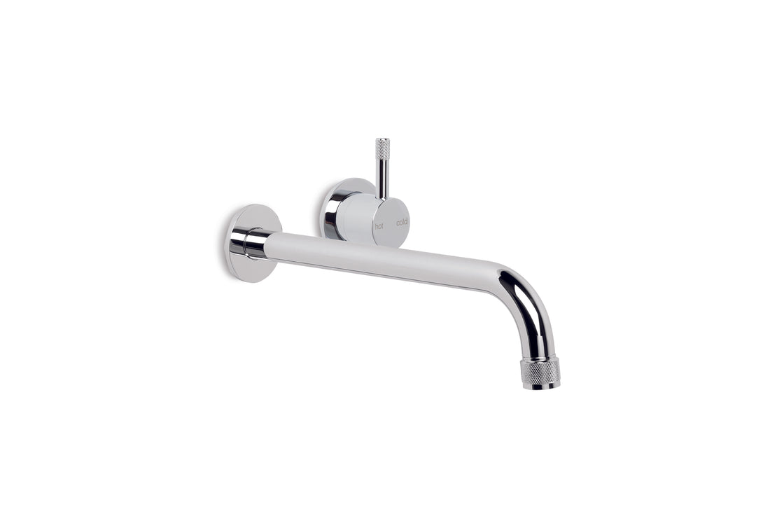 Yokato Wall Set with 200mm Spout, Mixer and Installation Kit (Knurled Lever) (Chrome)