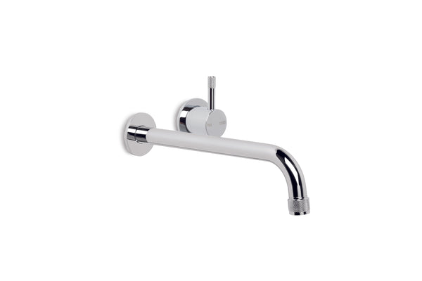 Yokato Wall Basin Set with 200mm Spout, Mixer and Installation Kit (Knurled Lever) (Chrome) (Flow Control)