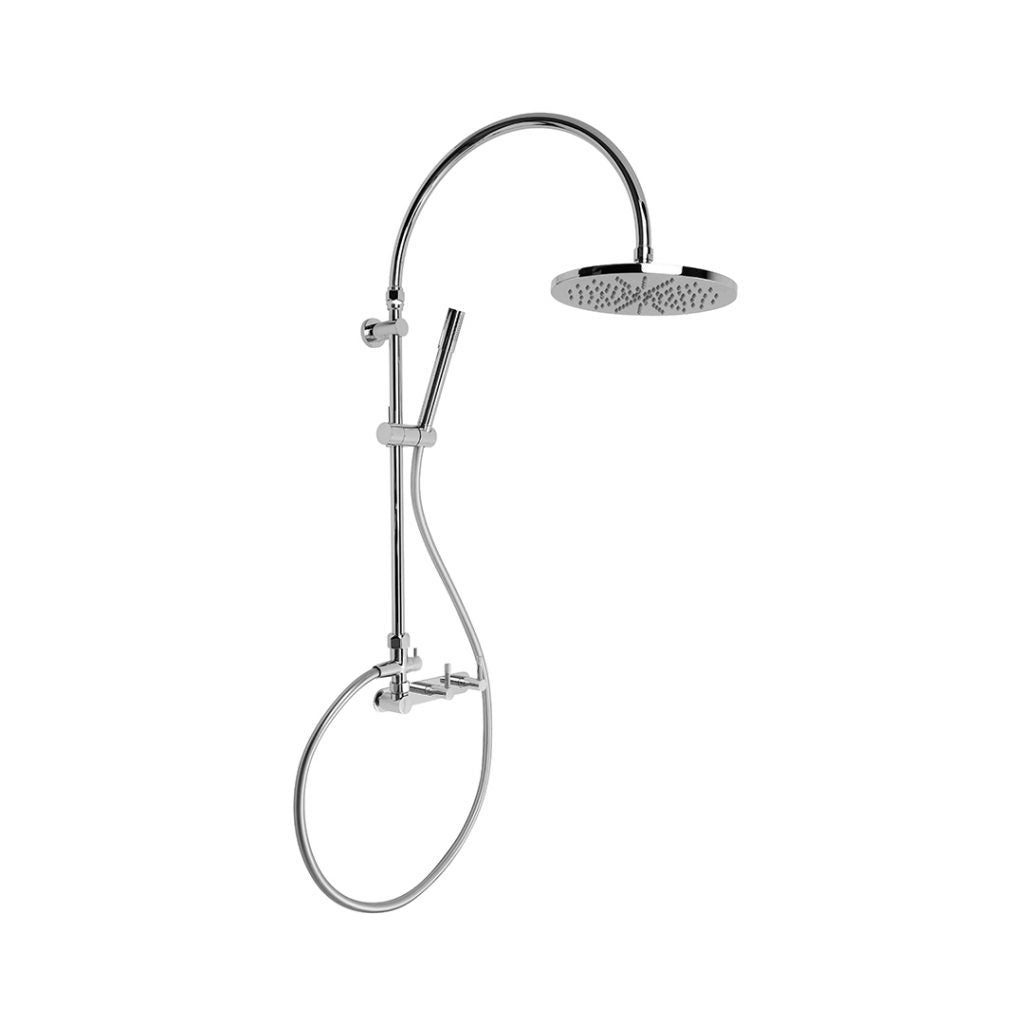 Yokato Exposed Overhead Shower Set with 225mm Hand Shower and Installation kit (Knurled Levers) (Chrome)