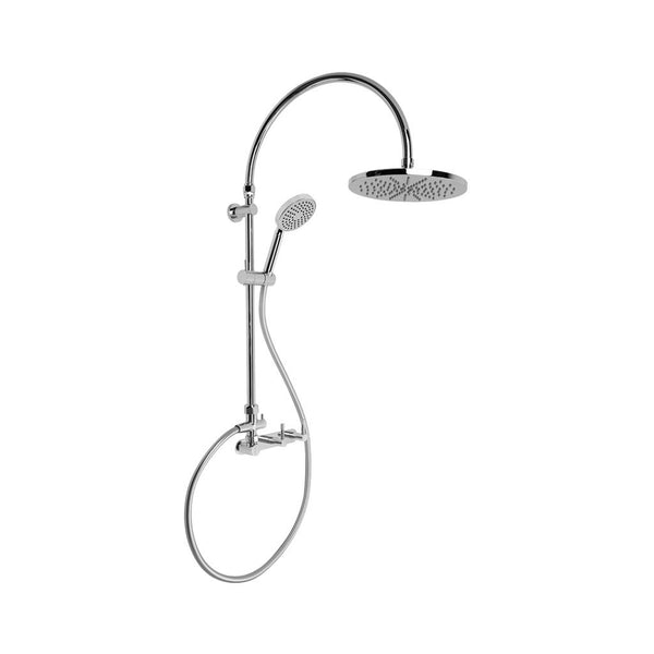 Yokato Exposed Overhead Shower Set with 225mm Rose, Single Function Handshower and Installation Kit (Knurled Levers) (Chrome)