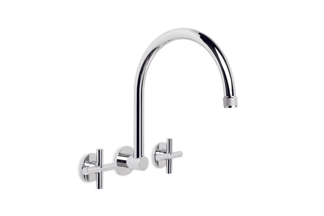 Yokato Wall Set with 235mm Swivel Spout (Cross Handles) )(Chrome) (Flow Control)