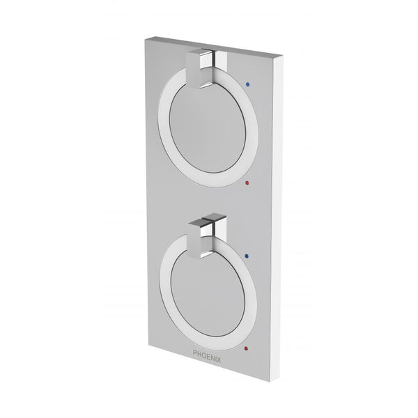 Ortho Twin Shower/Wall Mixers (Chrome) (White Ring)