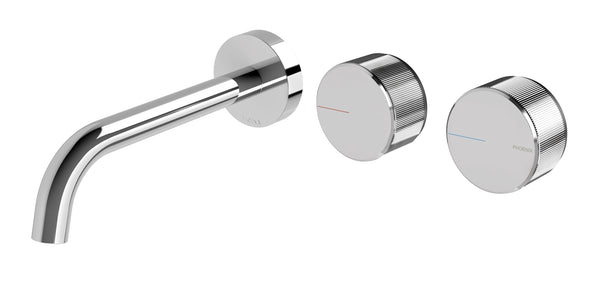 Axia Basin/Bath Curved Outlet Hostess Wall Tap Set 180mm (Chrome)