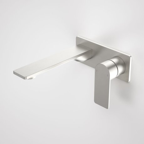 Caroma | Urbane II Wall Basin/Bath Mixer Set 180mm - Square Cover Plate in Brushed Nickel