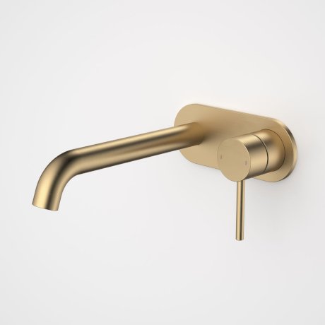 Caroma | Liano II Wall Basin/Bath Mixer Set 220mm - Joimed Cover Plate in Brushed Gold