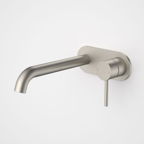 Caroma | Liano II Wall Basin/Bath Mixer Set 220mm - Joimed Cover Plate  in Brushed Nickel