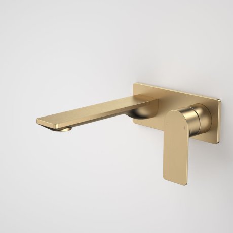 Caroma | Urbane II Wall Basin/Bath Mixer Set 180mm - Square Cover Plate in Brushed Brass