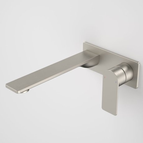 Caroma | Urbane II Wall Basin/Bath Mixer Set 220mm - Square Cover Plate in Brushed Nickel