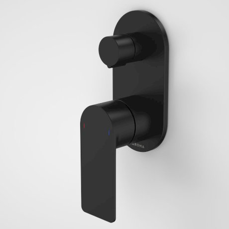 Caroma | Urbane II Bath/Shower Wall Mixer with Diverter and Round Plate in Matte Black