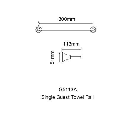 Bastow Georgian Single Hand Towel Rail (Line Drawing)