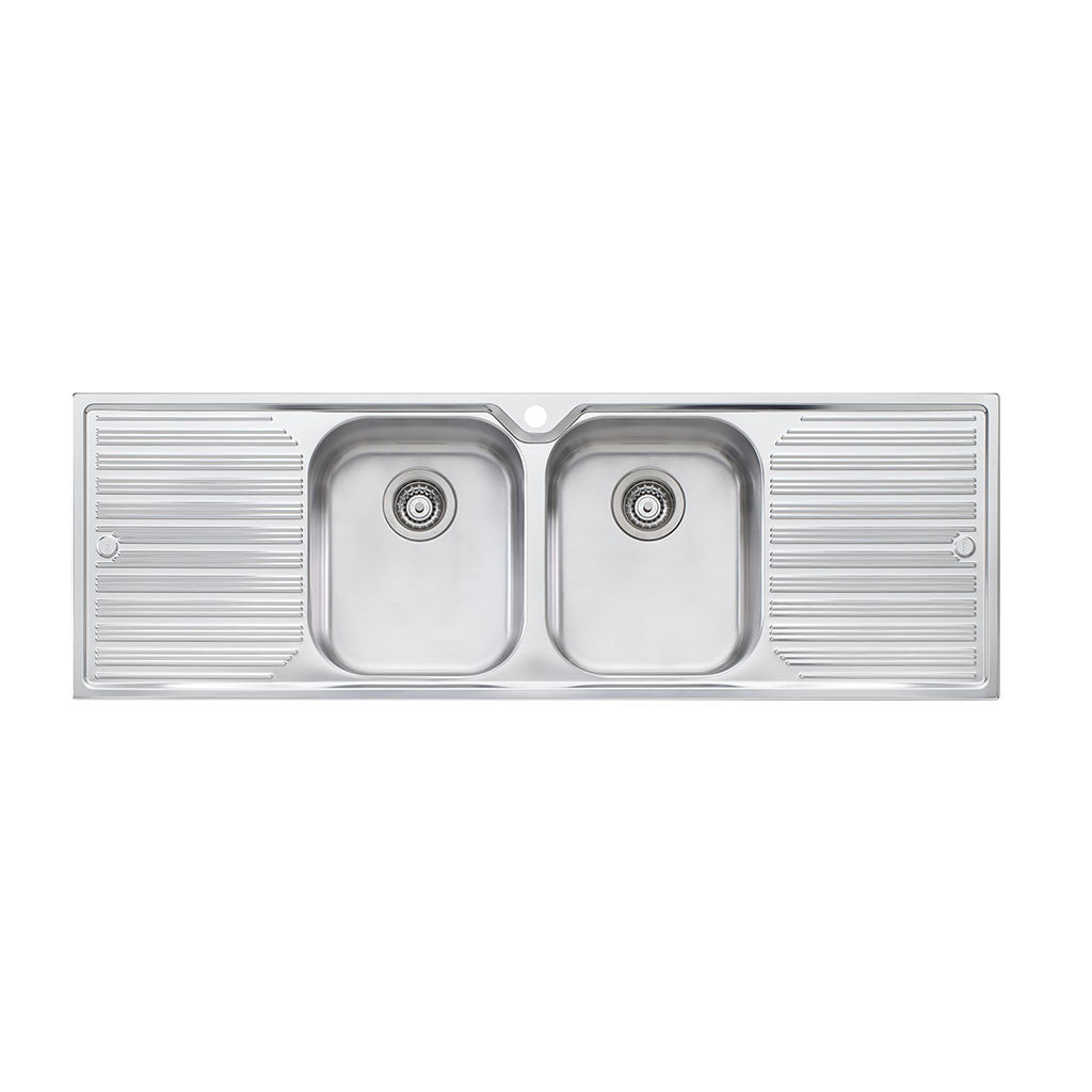 Oliveri Diaz Double Bowl Topmount Sink with Double Drainer DZ153 1TH