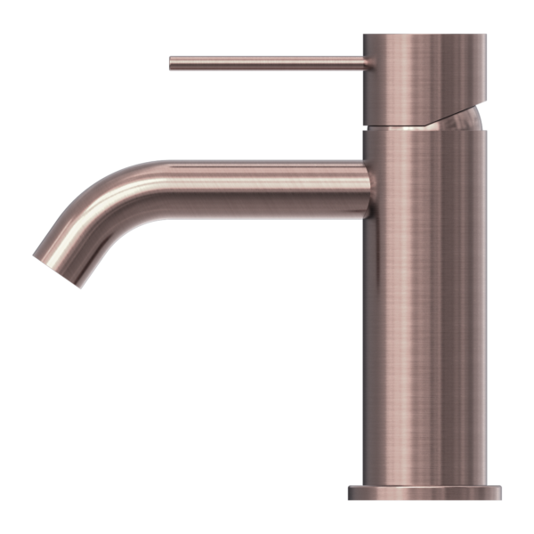 Mecca Basin Mixer (Brushed Bronze) side view with standard lever