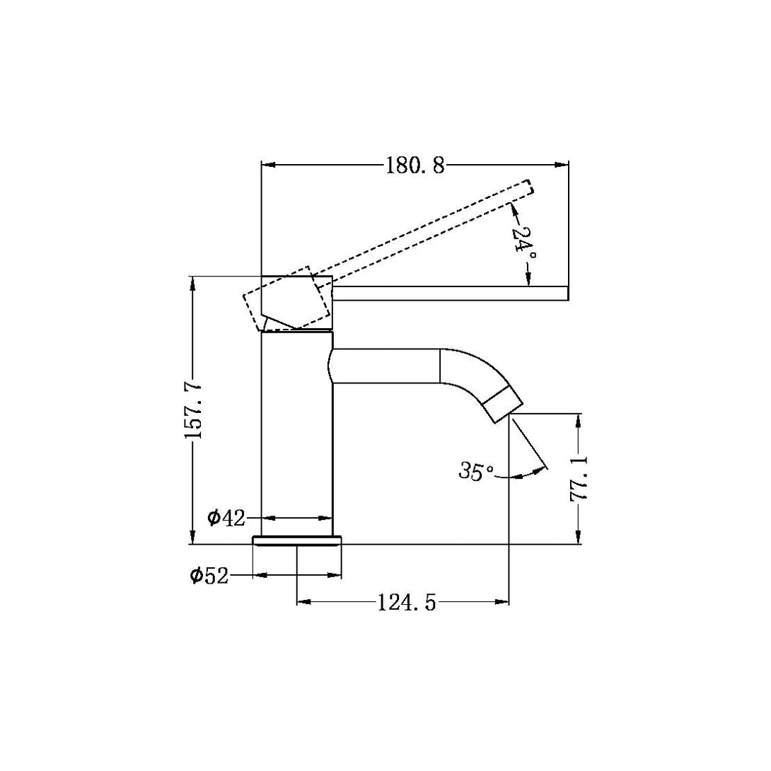 Specification line drawing with Extended Mecca Care lever