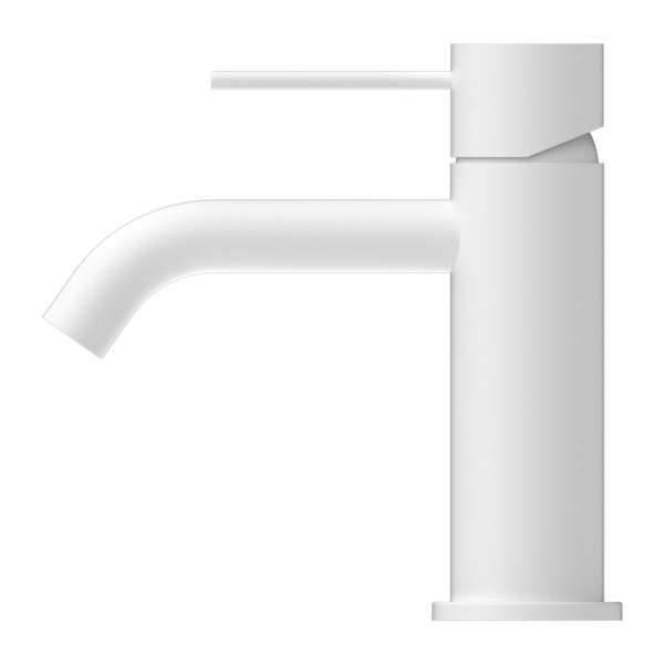 Mecca Basin Mixer (Matte White) Side view with standard lever