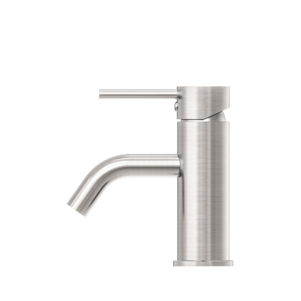 Dolce Basin Mixer with Curved Spout (Brushed Nickel) side view